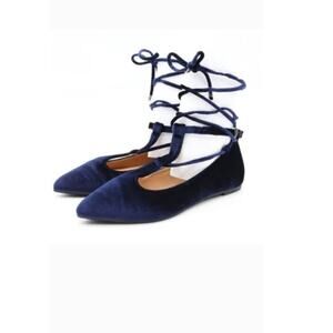 NWT YOKI Flats Velvet Lace Up Navy size 9